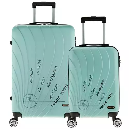 Conjunto Malas Rígidas Safira Coleção Mundo (P + G)
