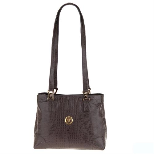 Bolsa Tote média em Couro Marrom