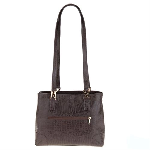 Bolsa Tote média em Couro Marrom