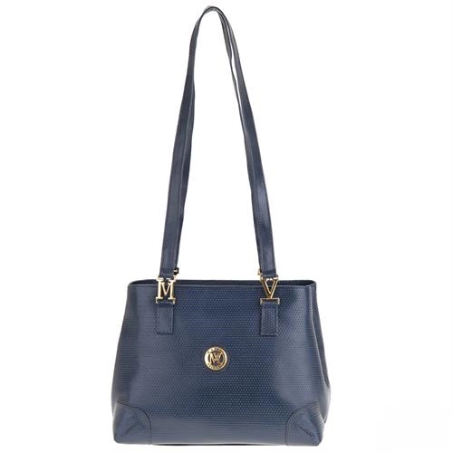 Bolsa Tote média em Couro Marinho