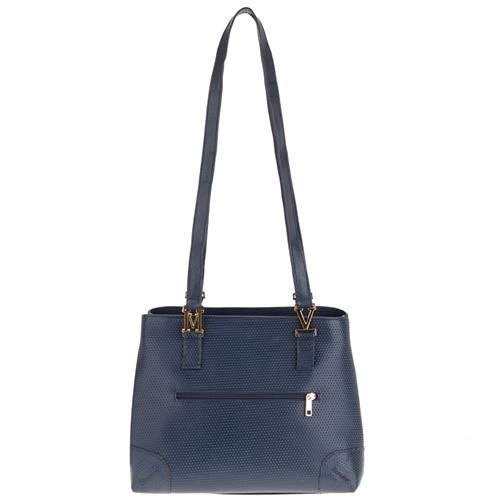 Bolsa Tote média em Couro Marinho