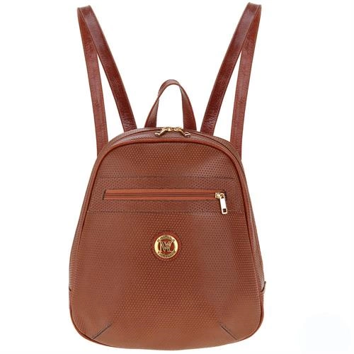 Bolsa Estilo Mochila em Couro Caramelo